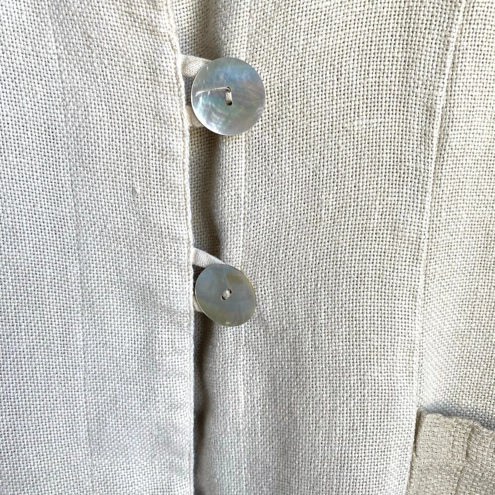 HABITAT 100% Linen Woven‎ Tweed Lightweight Blazer Jacket SZ M Neutral Lagenlook - Picture 5 of 12